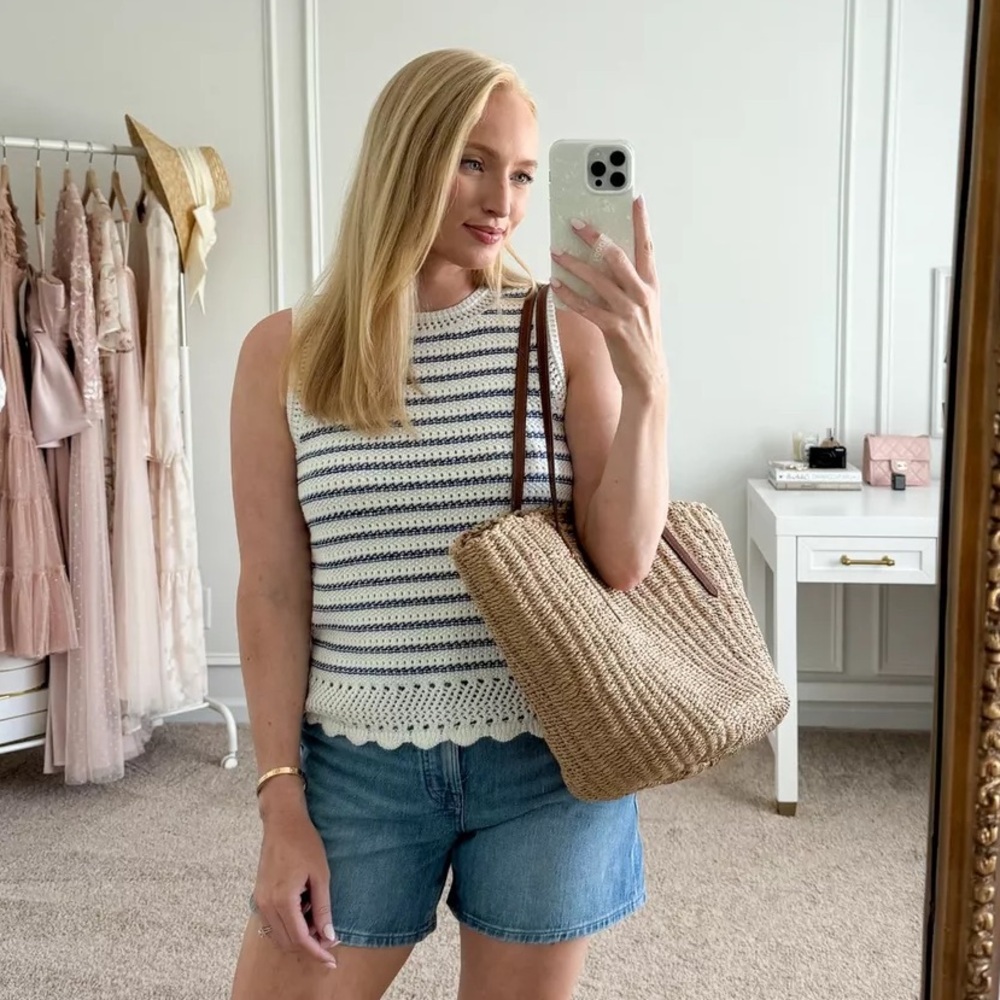 J.Crew striped crochet sweater vest EUC
